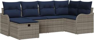 vidaXL Conjunto De Sof&aacute;s De Jard&iacute;n 6 Uds. Gris Y Marino Vidaxl