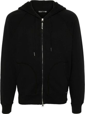 Tom Ford Hoodies & sweatvesten, Heren, Zwart, M, Katoen, Zwarte Sweatshirt Aw 25