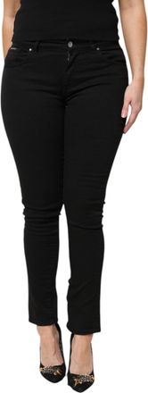Dolce & Gabbana Womens Black Cotton Logo Mid Waist Skinny Denim Jeans Elastane Clothing