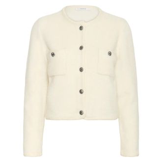 Gestuz Cardigans, female, Beige, S, Kort myk og deilig Chanel inspirert jakke med rund hals