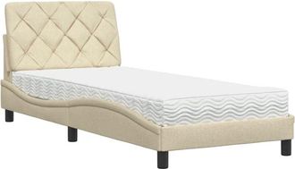 vidaXL Cama Con Colch&oacute;n Tela Color Crema 90x200 Cm Vidaxl