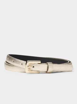 Simons Womens D-buckle metallic leather thin belt