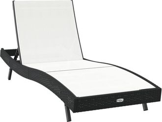 vidaXL Vidaxl - Sunlounger Black, White 70 x 197 x 82 cm Poly Rattan, Metal