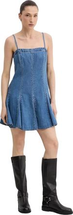 Levi's Denim Godet Jurk - Dames - Korte kleedjes - Blauw - XS - Denim - Kleedjes