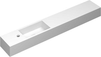 Bernacchini Nice Time Fonteinplateau - 120x20x10cm - wasbak links - 1 kraangat - rechthoekige kom - polystone wit mat