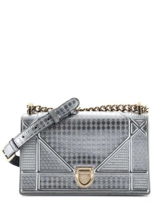 Dior Diorama Flap Bag Cannage Embossed Calfskin Small shoulder bag - Argento