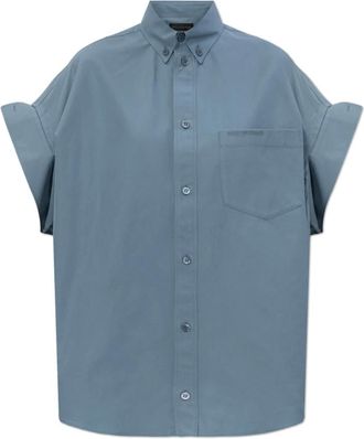 Balenciaga Shirts, female, Blue, Size: XS Tucked Sleeve Shirt