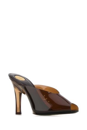 Saint Laurent Womens Brown Pvc Sabrina Mules Naturaloak Sandali Sandal