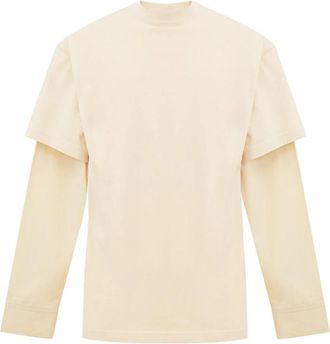 Balenciaga Gelaagd T-shirt Kleur Crema - Heren - Longsleeves - Beige - S - Katoen - Tops
