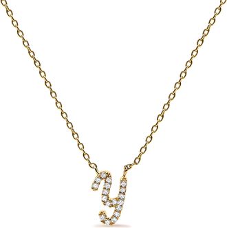 House of Brilliance 14K Yellow Gold Diamond Accent K Initial Script Style Pendant Necklace