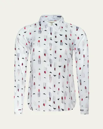 L'agence Holly Lipstick Button-Front Blouse