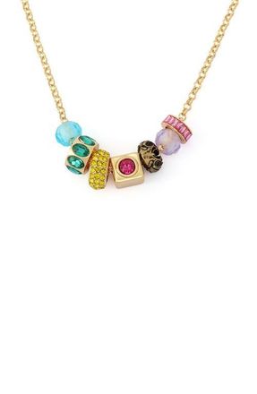 Kurt Geiger Mixed Rondelle Frontal Necklace in Gold Multi at Nordstrom