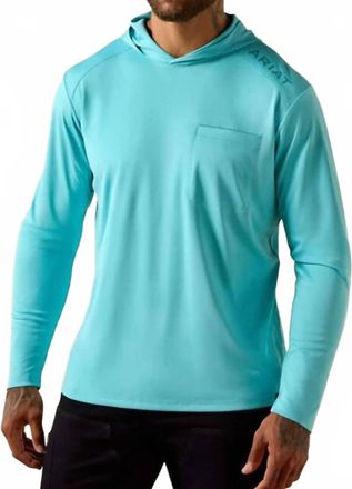 Ariat Rebar Sunblocker Hooded Long Sleeve T-Shirt In Aquarelle