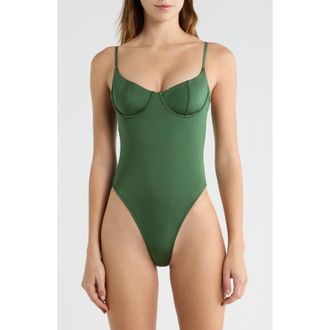 PacSun Malia Shine Underwire One-Piece Swimsuit in Green at Nordstrom, Size X-Small