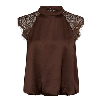 Co'Couture Mercy Mesh O-Blouse - female - CoCouture - Blouses - Brown - XL - Blouses & Shirts