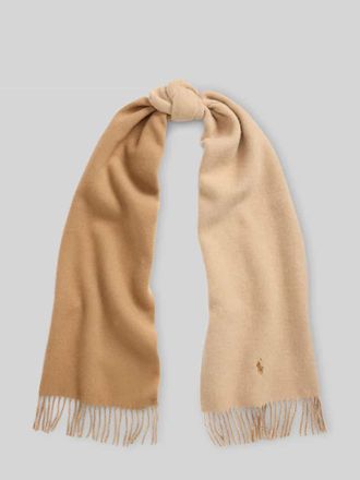 Polo Ralph Lauren Schal aus reiner Wolle mit Logo-Stitching in Camel, Gr&ouml;&szlig;e 1