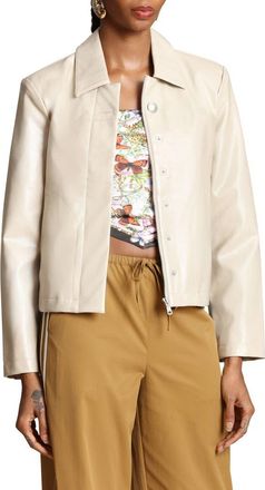 Avec Les Filles Faux Leather Jacket in Oat at Nordstrom, Size Xx-Large