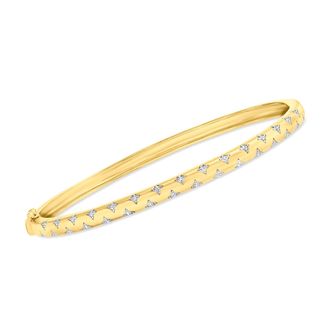 Ross-Simons Diamond Star Bangle Bracelet in 18kt Gold Over Sterling