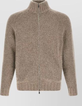 Brunello Cucinelli cashmere silk high-neck zip cardigan