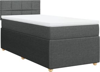 vidaXL Cama Box Spring Con Colch&oacute;n Tela Gris Oscuro 100x200 Cm Vidaxl