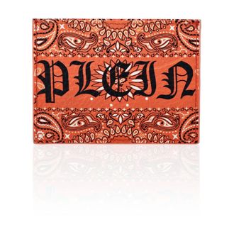 Philipp Plein Accessoires, Heren, Oranje, ONE Size, Leer, Leren Creditcardhouder Paisley