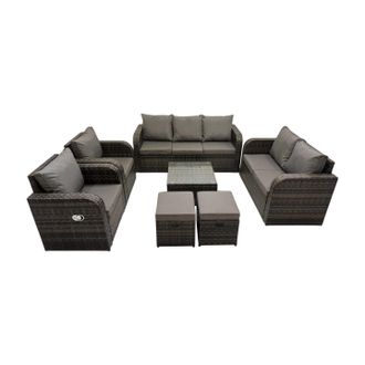 Fimous Garden Outdoor Furniture Set with 2 Small Stool Dark Grey Mixed