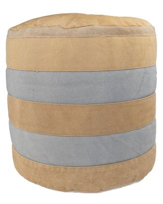 LR Home Rustic Farmhouse Striped Pouf