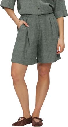Moss Copenhagen Korte Broeken, Dames, Groen, XS, Linnen, Viana Ginia HW Shorts