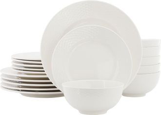Elama Fiona 18 Piece Stoneware Dinnerware Set in White at Nordstrom