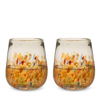 Twine Segunda Vida Artistico Recycled Stemless Wine Glasses Set of 2 in Multicolor at Nordstrom