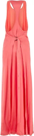 Fendi Womens Pink Satin Long Dress Kissed Exterior: Viscose Abiti Lunghi