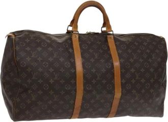 Louis Vuitton Tweedehands Canvas Louis Vuitton tassen - Dames - Vintage Weekendtas - Bruin - ONE Size - Leer - Vintage