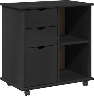 vidaXL Gabinete Rodante 63,5 X 39 X 65,5 Cm Madera De Pino Macizo Vidaxl