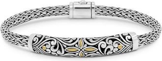 Devata Bali Filigree with Dragon Bone Chain Bracelet in Sterling Silver and 18K Gold, 5mm at Nordstrom, Size 7.5