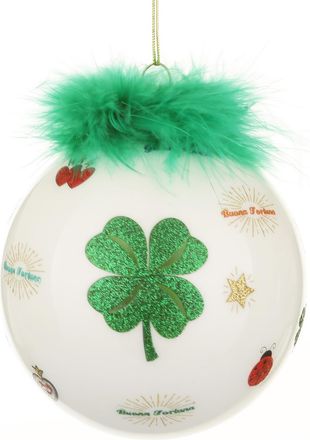 KASANOVA Pallina Natale quadrifoglio verde 10 cm Good Luck