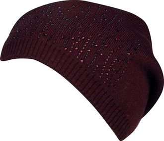 Capelli Strickm&uuml;tze CAPELLI NEW YORK, Damen, rot (wine), Feinstrick, Materialmix, unifarben, M&uuml;tzen Strickm&uuml;tze, Metall-Logo, gerafft, Feinstrick