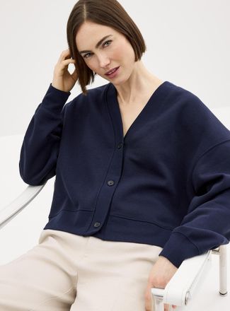Contemporaine Womens Fleece-lined boxy-fit cardigan