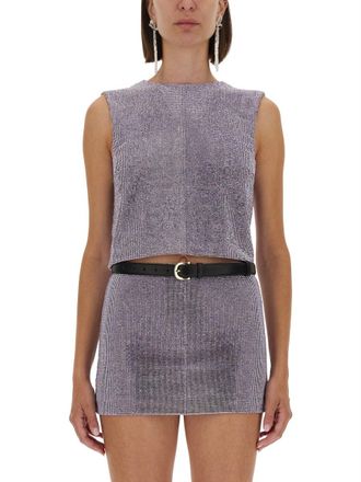 Self Portrait Metal Mesh Tank Top - Purple