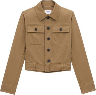 Saint Laurent Cropped Jas - Dames - Zomerjassen - Beige - L - Katoen - Jassen