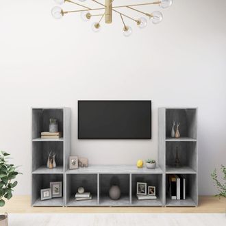 Berkfield Home TV Cabinets 3 pcs Concrete Grey 107x35x37 cm Engineered Wood | Size: 107 x 35 x 37 cm