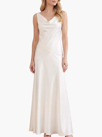 Needle & Thread Evangeline Satin Cowl Neck Gown in Chalk at Nordstrom, Size 14
