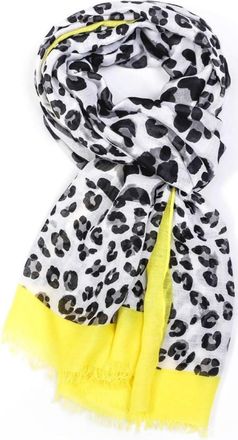 GlamLondon Womens Leopard Print Scarf Multi Coloured Border (BM64-Yellow)