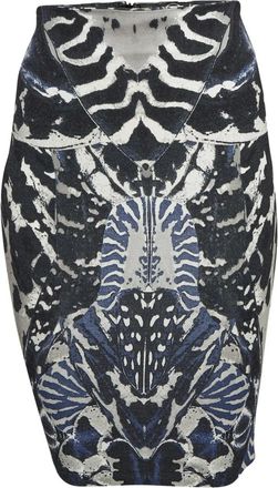 Alexander McQueen Gonna con stampa astratta - Blu