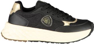 Blauer Zwarte Leren Dames Sneakers