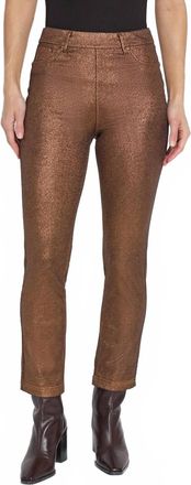 Lyssé Womens Straight Denim Pant In Metallic Copper