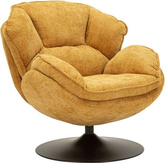 Mauro Ferretti Sill&oacute;n giratorio color mostaza de estilo retro, 85x80x81 cm