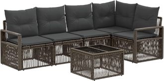 vidaXL Conjunto De Sof&aacute;s De Jard&iacute;n 6 Uds. Gris Rat&aacute;n Sint&eacute;tico Vidaxl