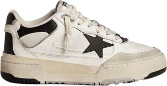 Golden Goose Forty2 Distressed Finish Leather And Fabric Sneakers With Black Star Shoes