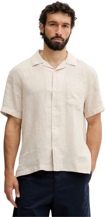 GANT Short Sleeve Linen Shirt - Heren - Korte mouwen Overhemden - Beige - M - Linnen - Overhemden
