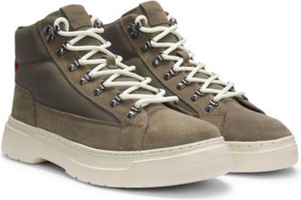 HUGO BOSS Canvas boots with suede trims